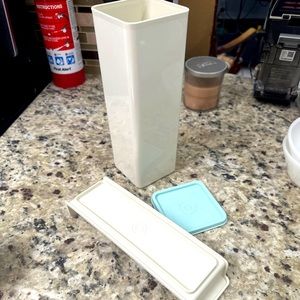 2 Vintage Mint & Almond Tupperware Cheese, Butter Containers